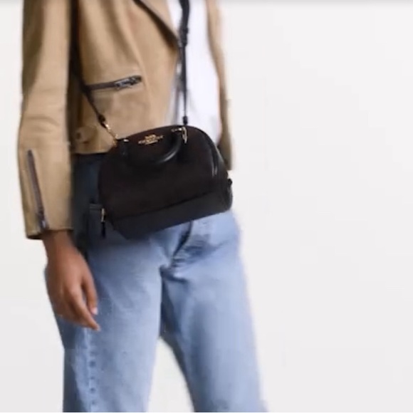 COACH Sydney Satchel In Signature Canvas black/brown crossbody.. New With Tag. - Picture 4 of 6